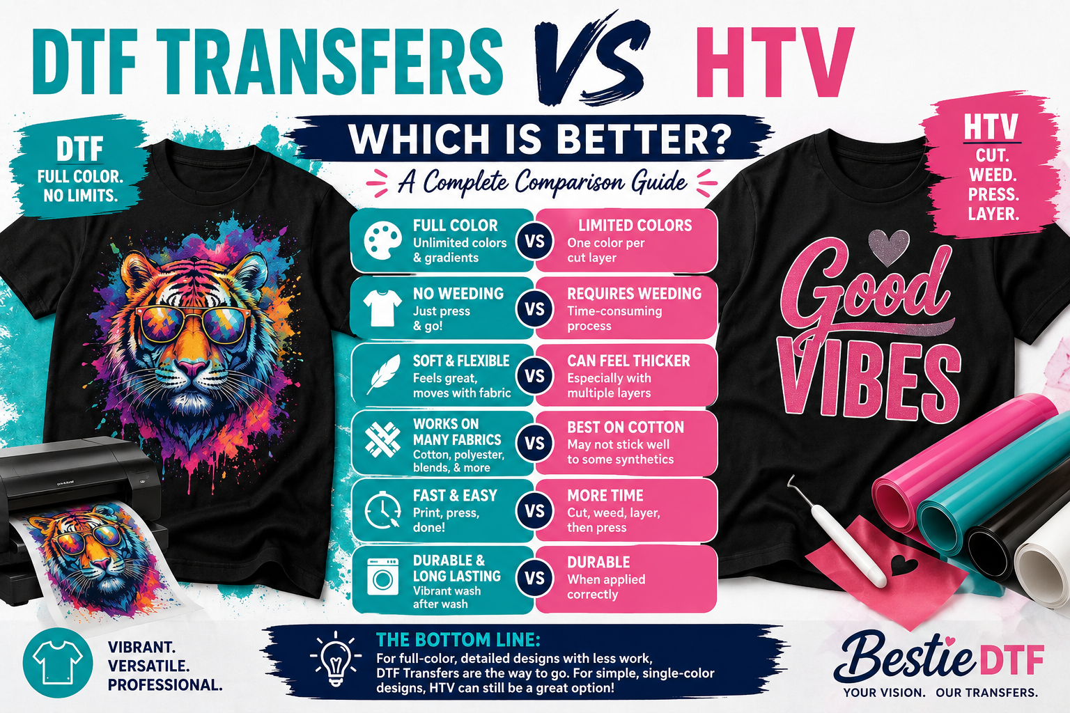 DTF Transfers vs HTV: Which Is Better? The Complete Comparison Guide (2026)