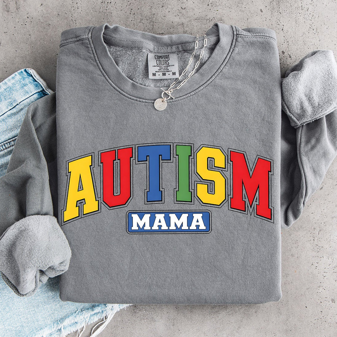 Autism Mama Colorful Block Letter Ready to Press DTF Transfer