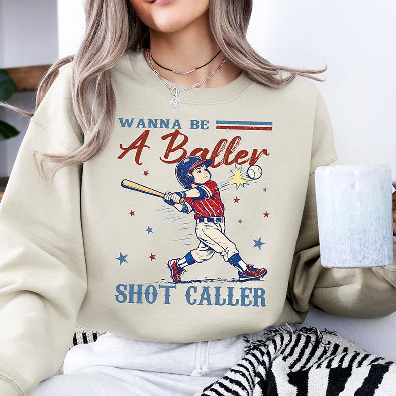 Wanna Be A Baller Shot Caller Vintage Baseball DTF Transfer - Ready to Press Baseball Design