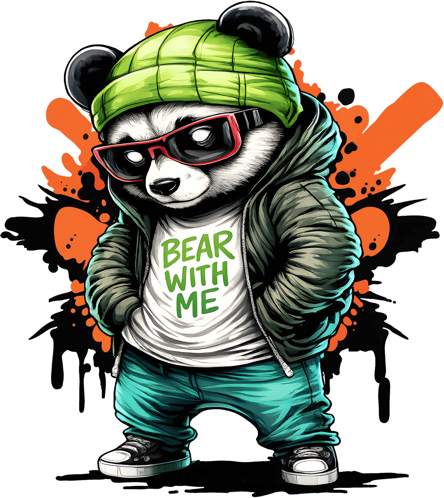 Urban Panda "Bear With Me" Graphic Design - Streetwear Aesthetic
