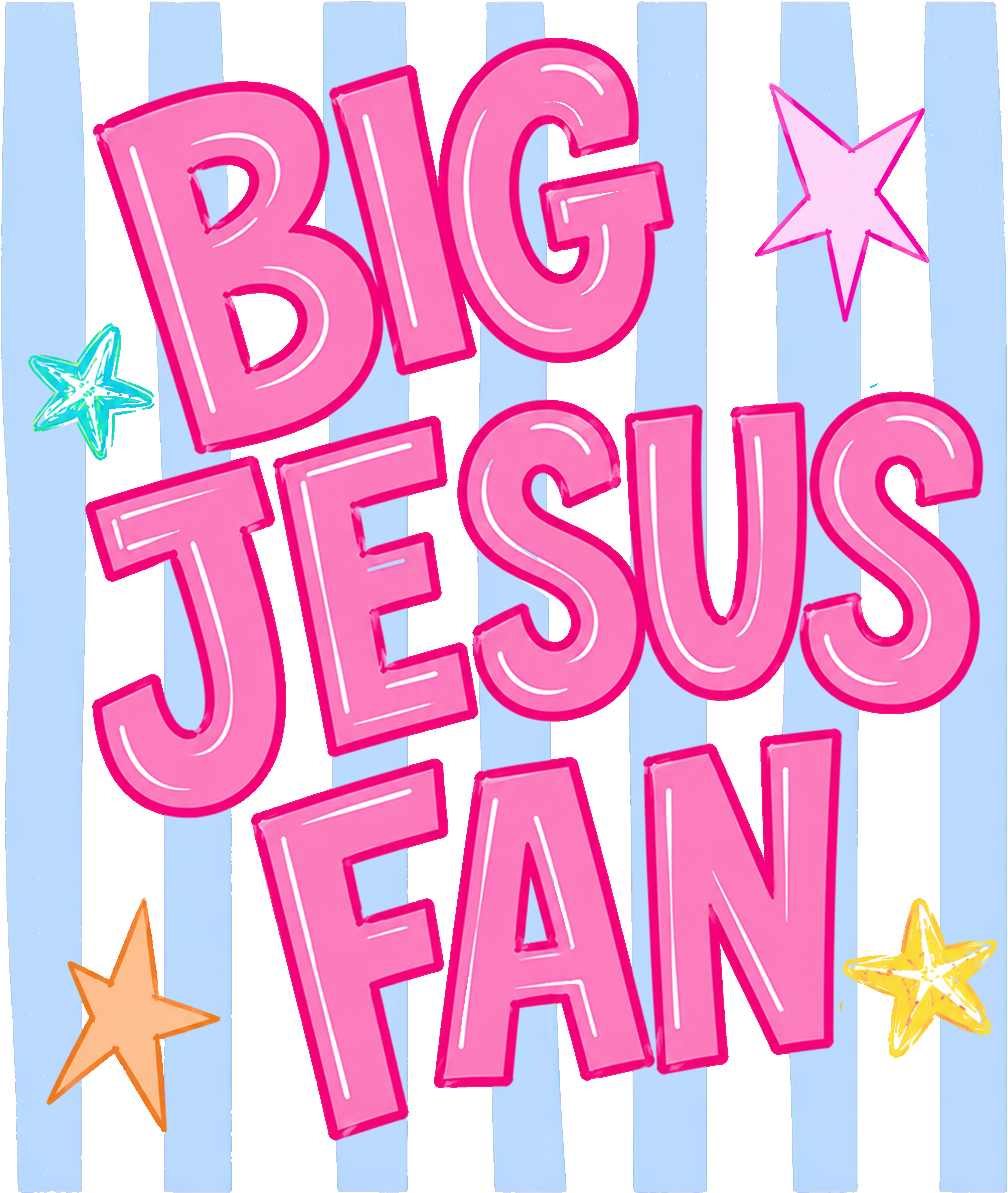 "Big Jesus Fan" Christian T-Shirt – Trendy Y2K Pastel Faith Graphic Tee