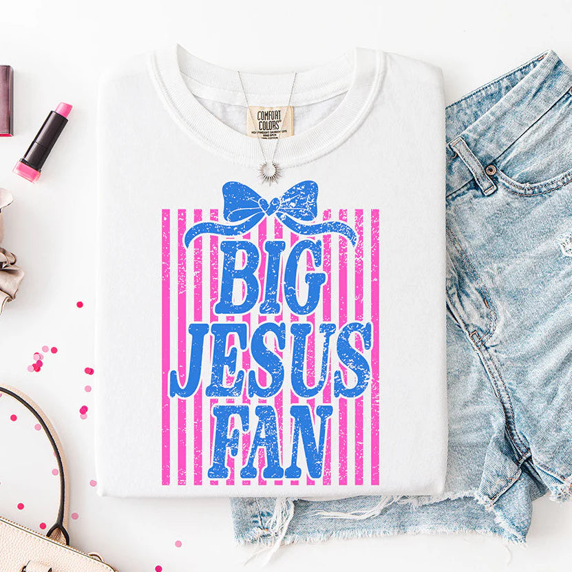 Big Jesus Fan Retro Bow DTF Transfer