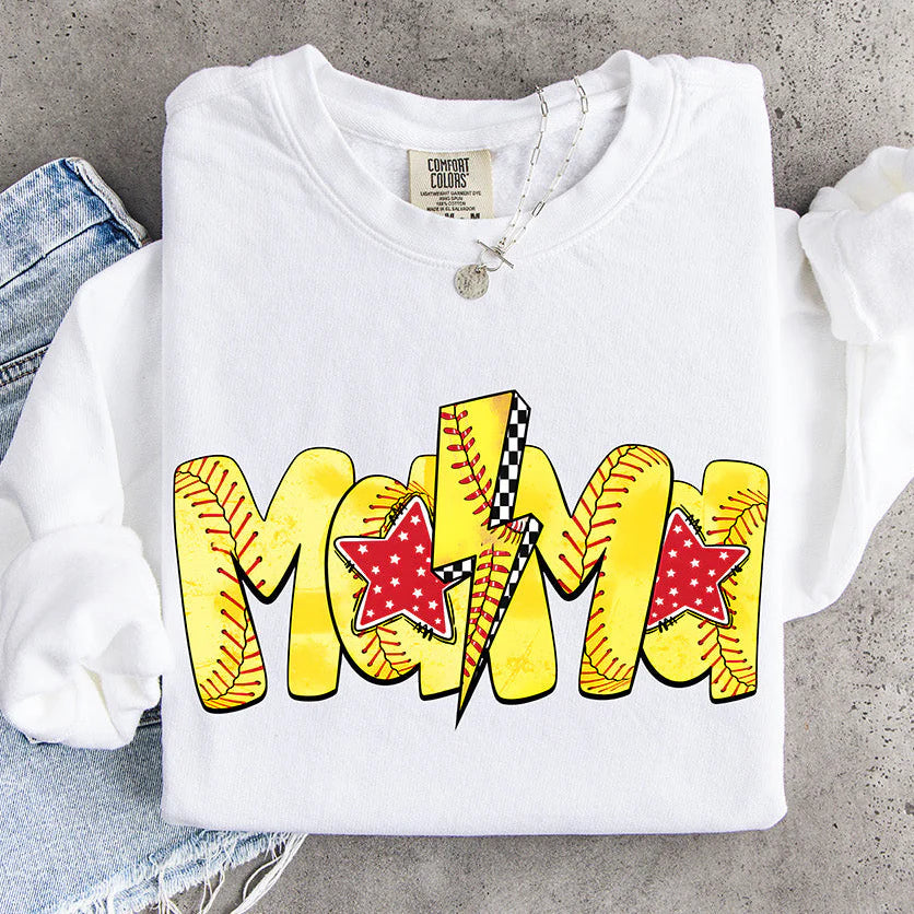 Softball Mama Lightning Bolt DTF Transfer | Ready to Press Softball Designs