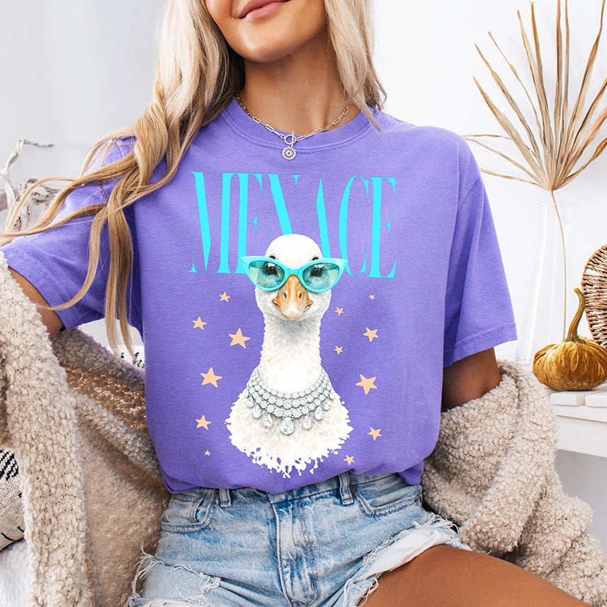 Menace Goose DTF Transfer | Teal & Diamond Goose Design