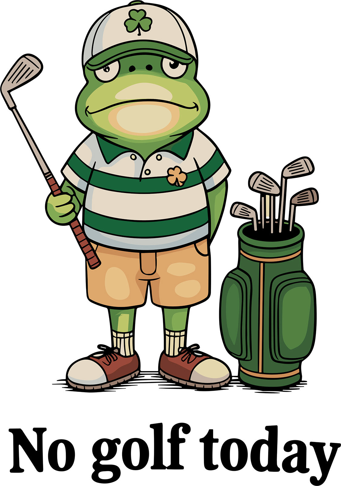 "No Golf Today" Grumpy Frog T-Shirt – Funny Golfer Design