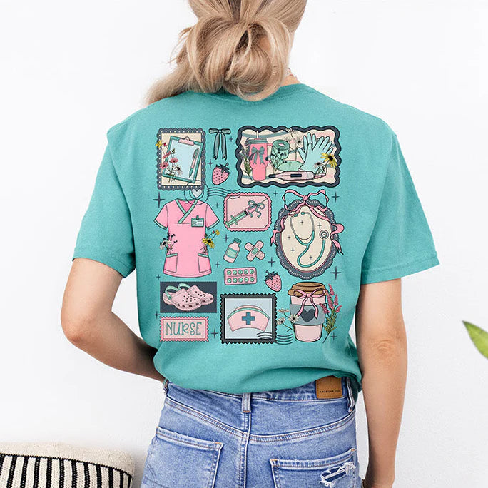 Pastel Coquette Nurse Collage DTF Transfer - Ready to Press