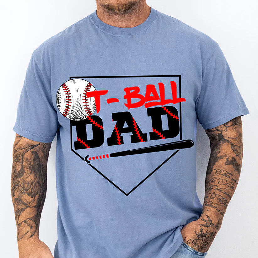 T-Ball Dad Home Plate & Bat DTF Transfer - Ready to Press