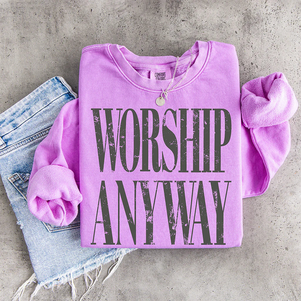 Worship Anyway | Vintage Distressed Ready to Press Christian Designs