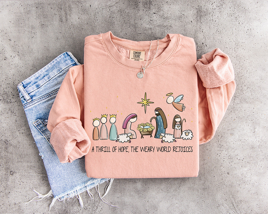 A Thrill of Hope Nativity DTF Transfer | Christian Christmas Design