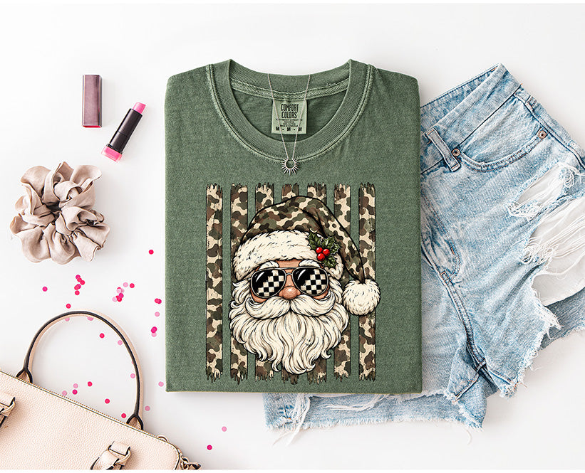 Camo Santa DTF Transfer | Camouflage Christmas Santa Design