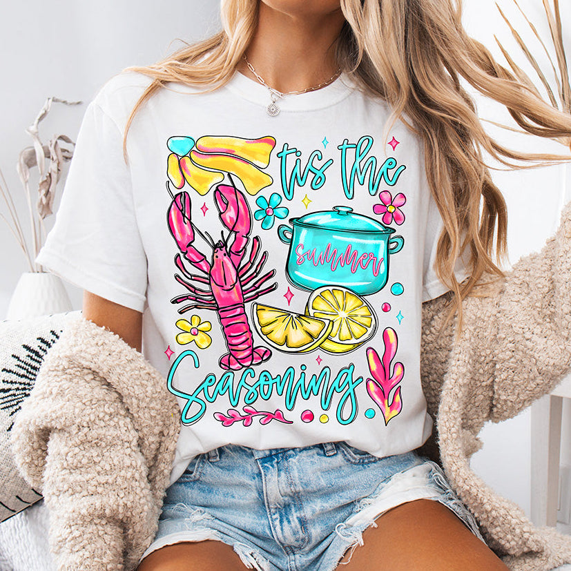 'Tis the Seasoning Neon Crawfish Summer Boil Graphic