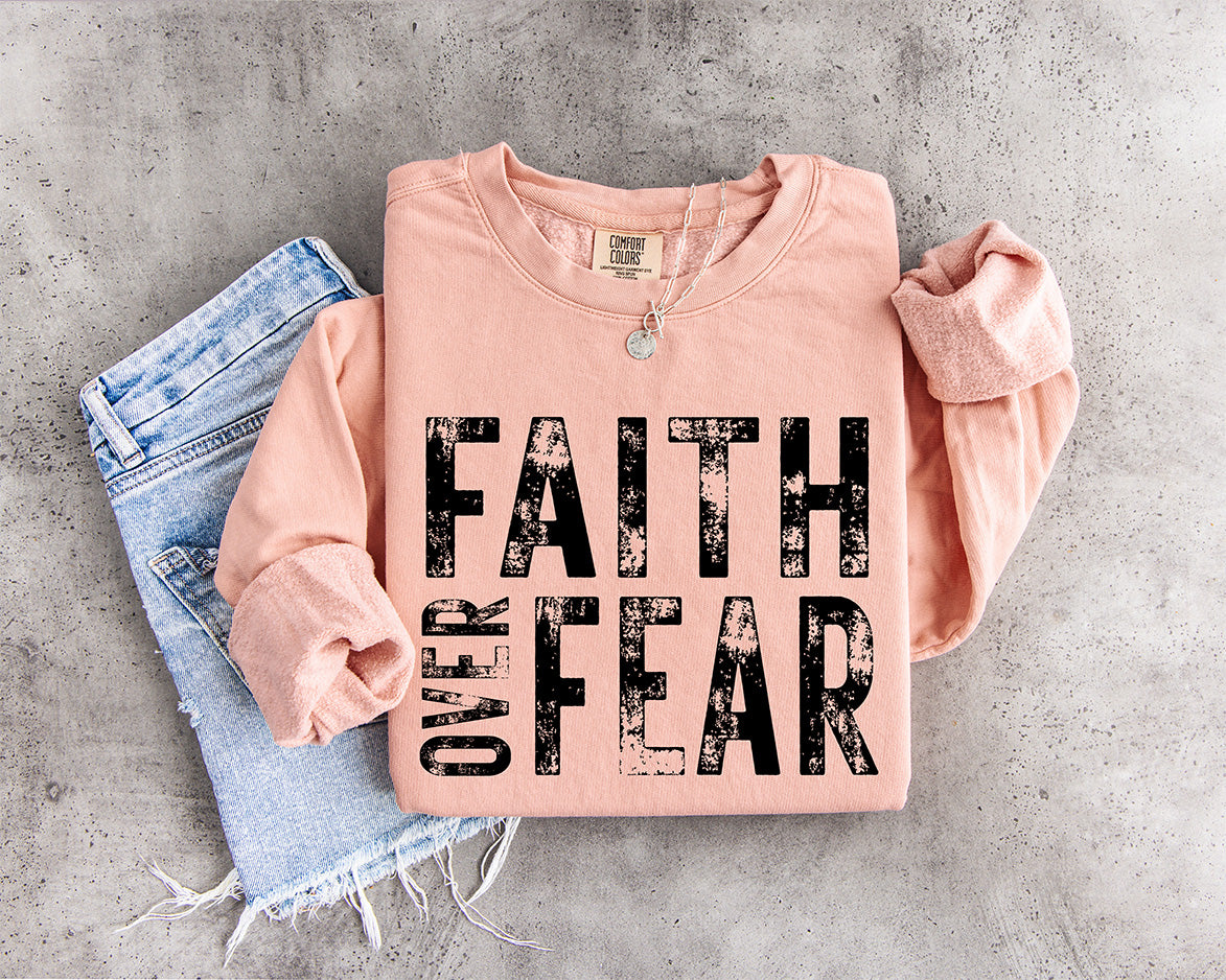 Faith Over Fear – Distressed Christian Graphic Design