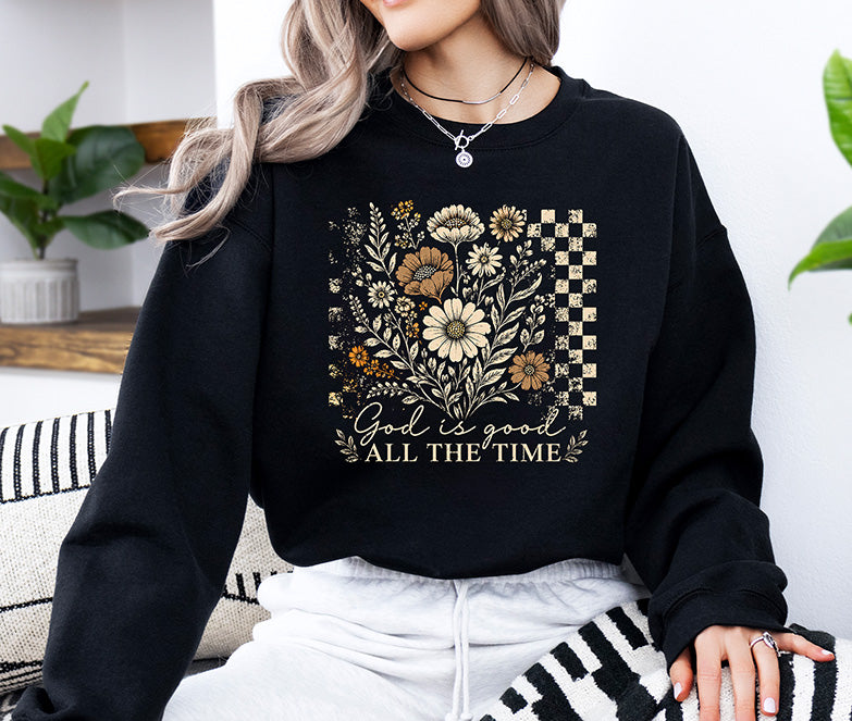 God Is Good All the Time Floral Christian DTF Transfer | Faith Design