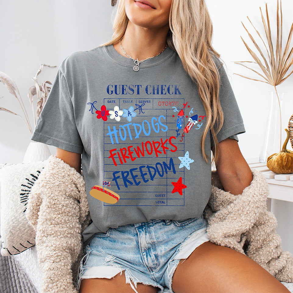 Vintage Guest Check Fourth of July Design – Hotdogs, Fireworks, & Freedom