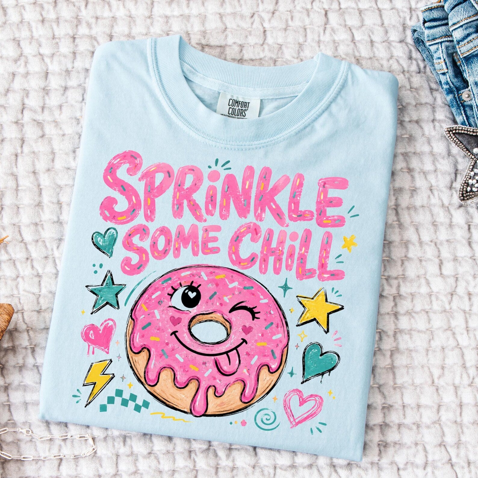 Sprinkle Some Chill Donut DTF Transfer – Vibrant Retro Ready-to-Press Heat Transfer
