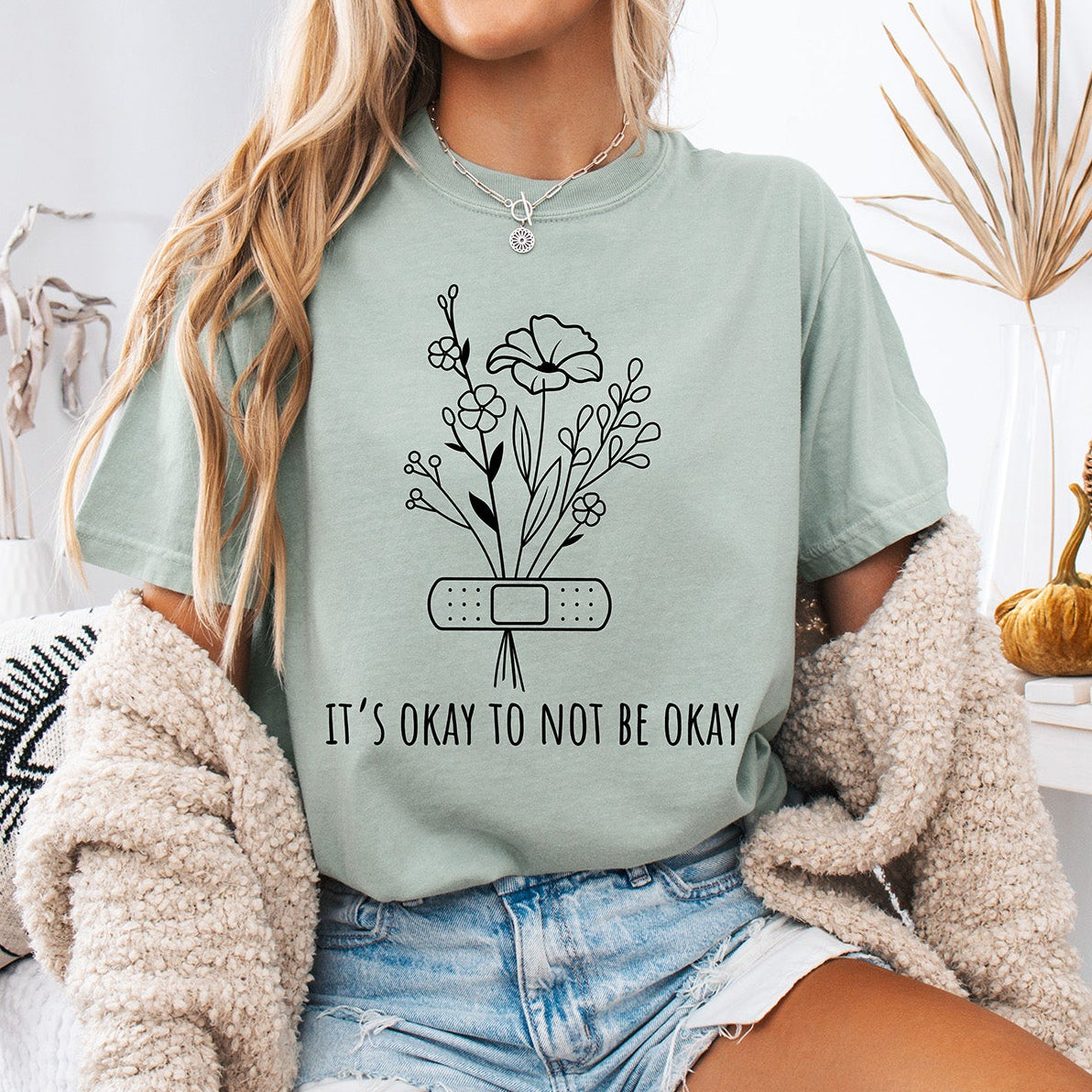 The Healer's Bouquet: Mental Health Awareness Floral Tee (Line Art)