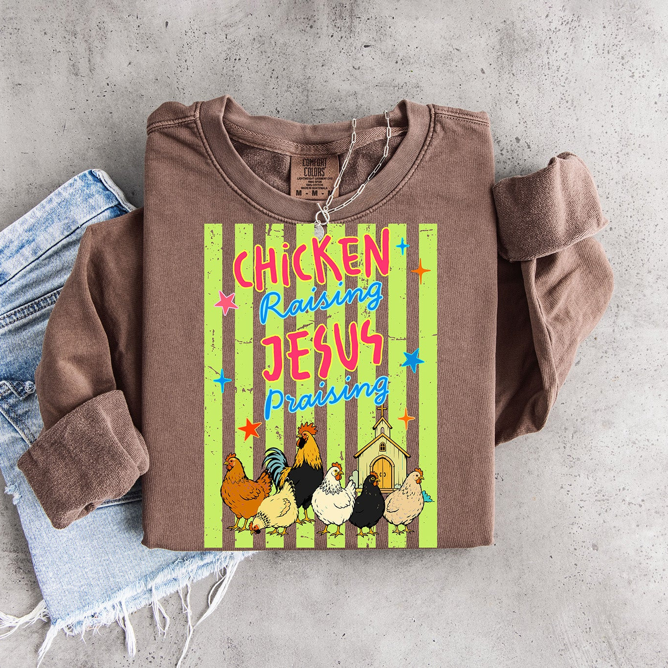 Chicken Raising Jesus Praising Christian Country Design