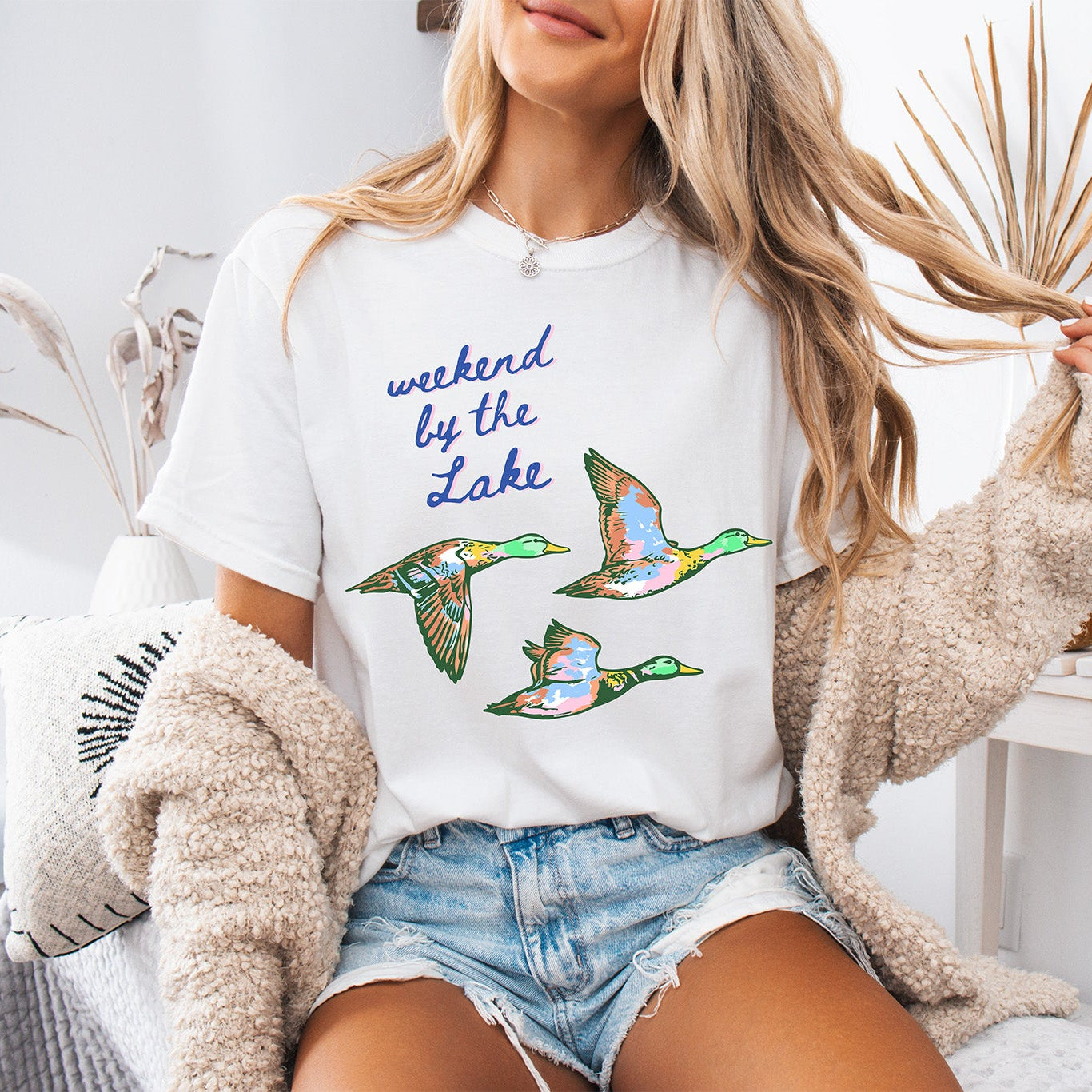Weekend By The Lake Mallard | Retro Colorful Duck Graphic | Earthy Lakeside Aesthetic