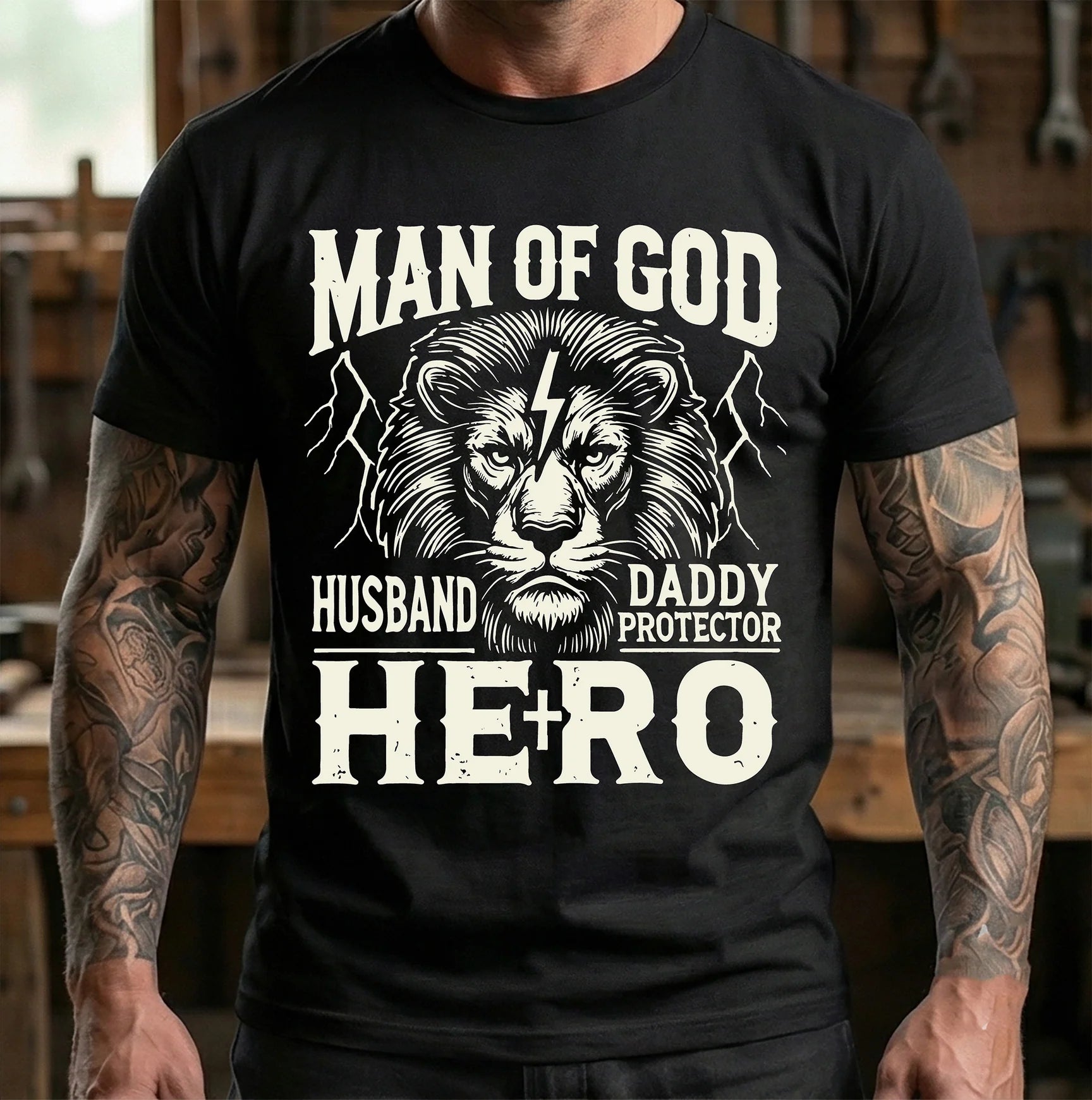 The Man of God "Lion of Judah" Protector Design – Faith, Family, & Strength
