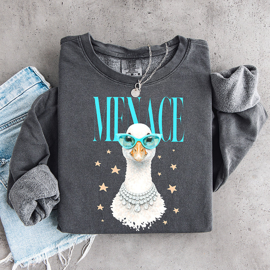 Menace Goose DTF Transfer | Teal & Diamond Goose Design