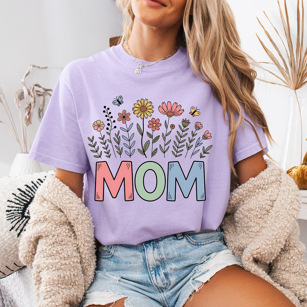 Retro Meadow Mama: Hand-Drawn Wildflower & Pastel Block Letter Design