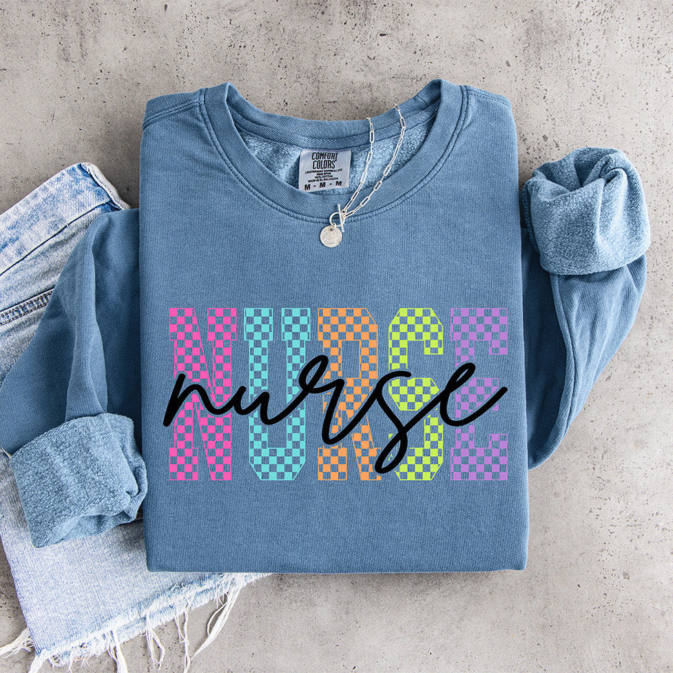 Retro Checkered Nurse | Colorful Nurse Graphic Design