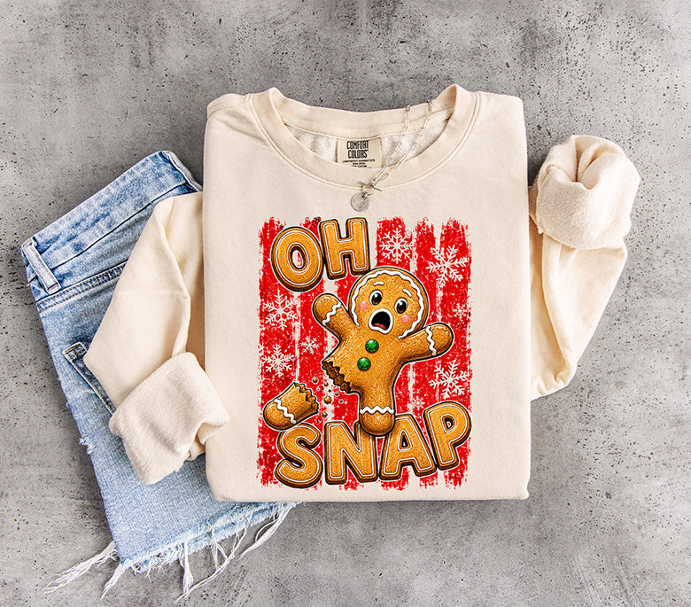 Oh Snap Gingerbread Man DTF Transfer | Funny Christmas Shirt Design