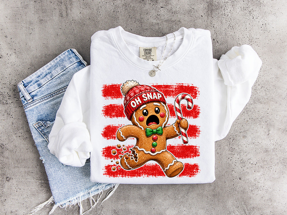 Oh Snap Gingerbread Man DTF Transfer | Funny Christmas Design