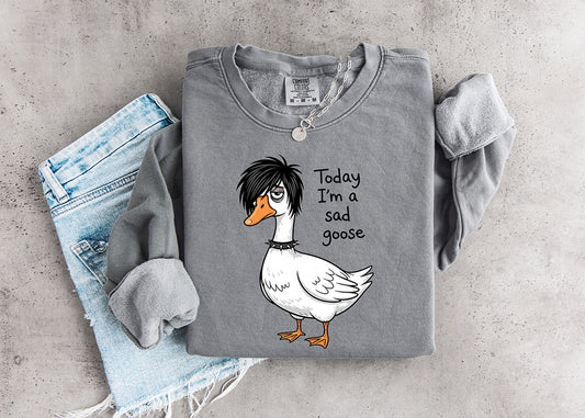 Today I’m a Sad Goose funny DTF transfer featuring an emo goose with black hair and spiked collar