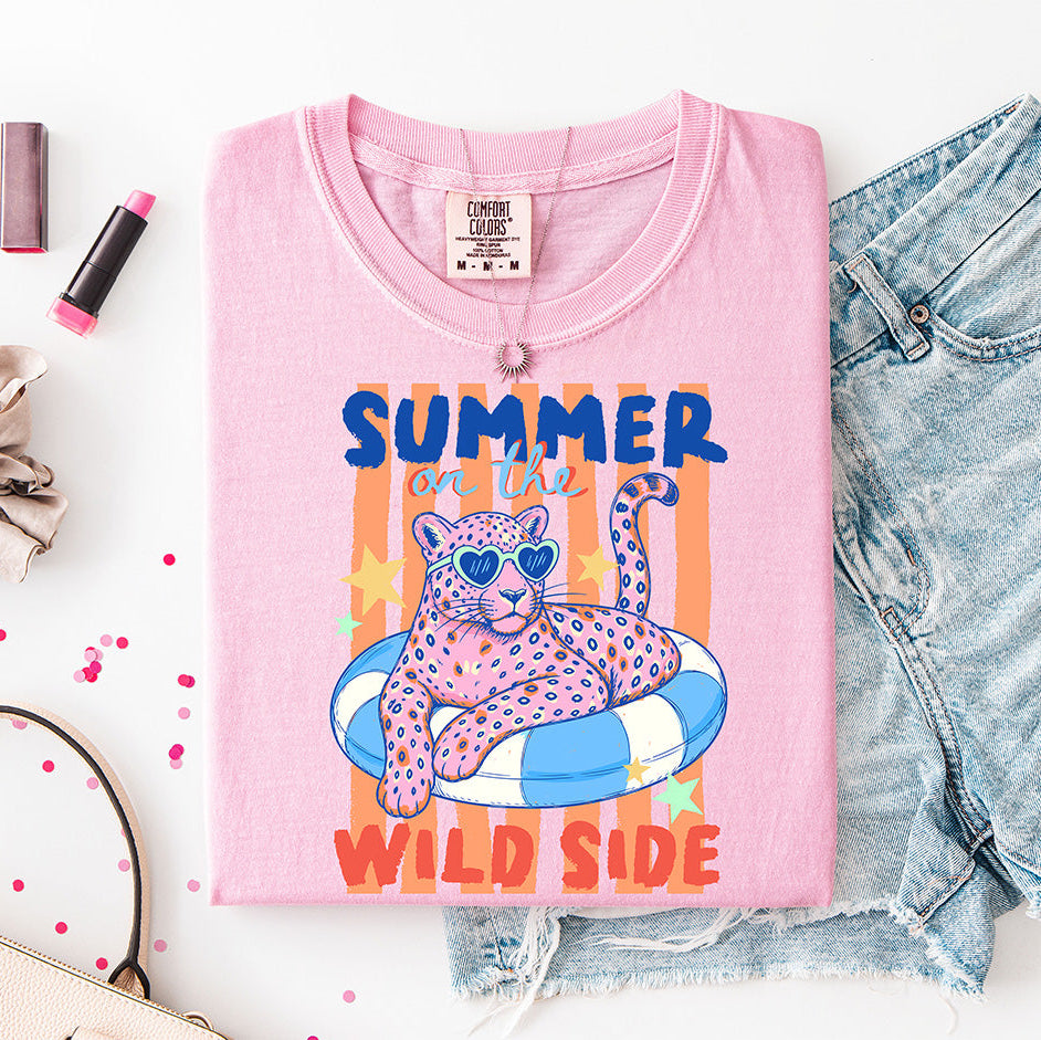 Summer On The Wild Side | Retro Leopard Graphic | Y2K Aesthetic Pool Day