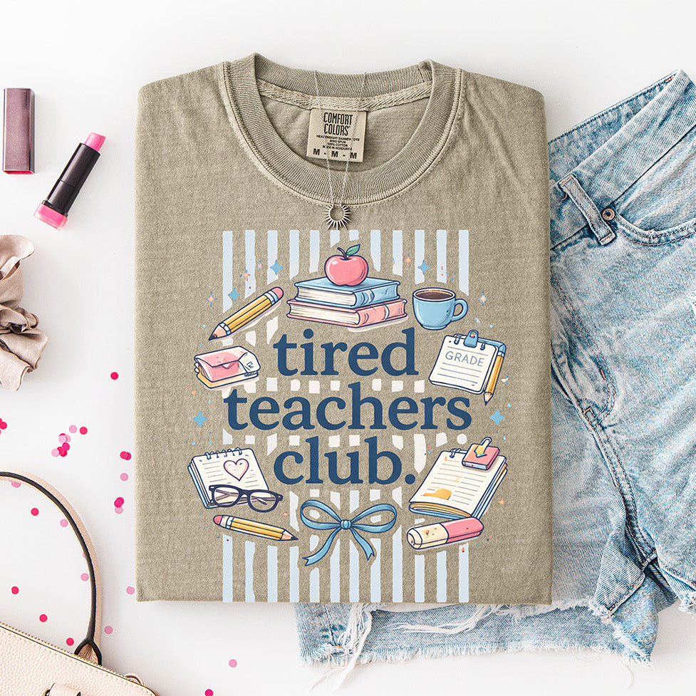Tired Teachers Club | Funny Retro Teacher Design