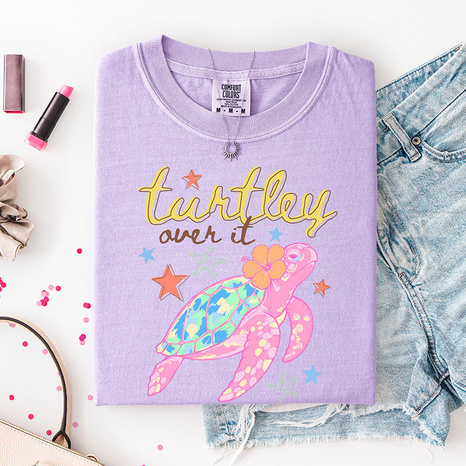 "Turtley Over It" Funny Graphic | Retro Sea Turtle T-Shirt | Sassy Coastal